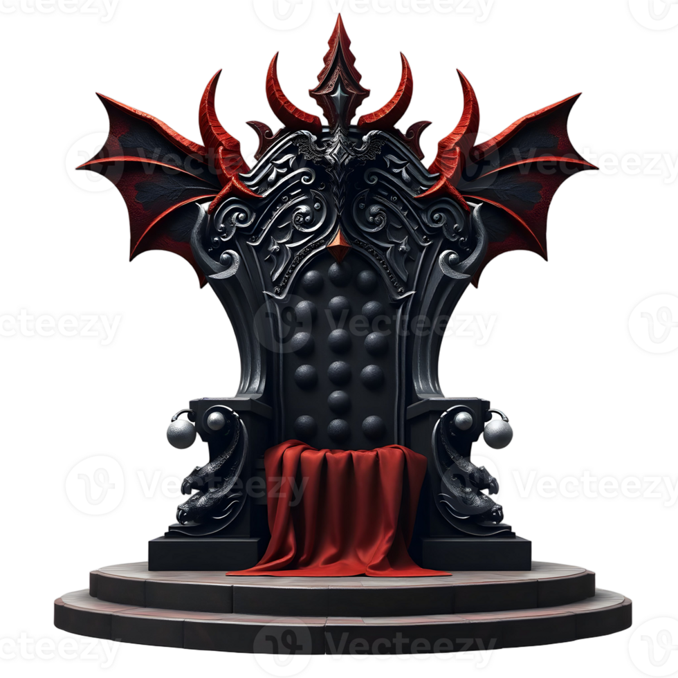 A black throne with red and black wings png