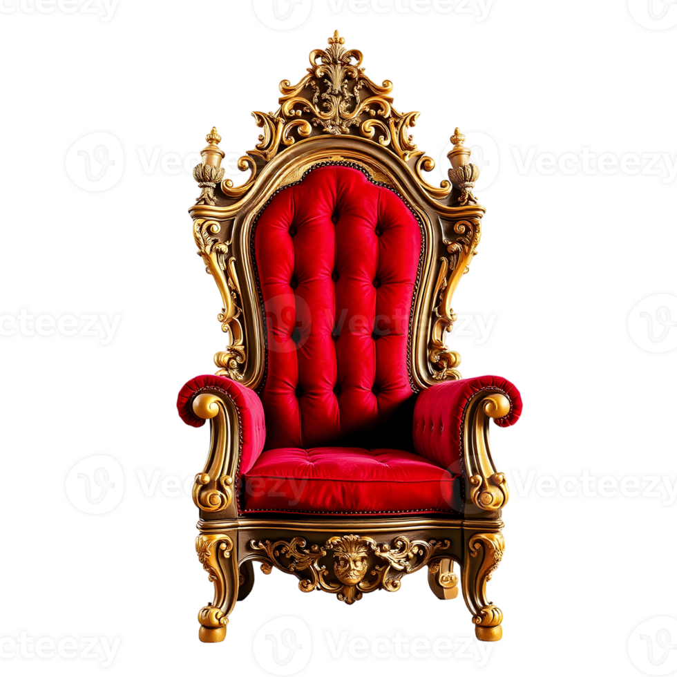 Red velvet throne isolated on black background png