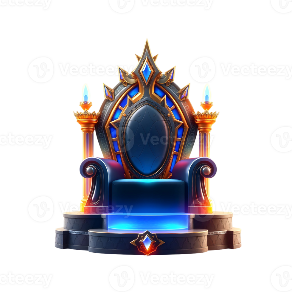 A throne with blue lights on it png