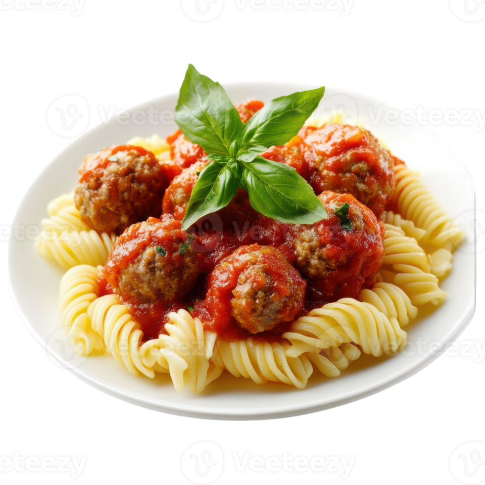 A plate of pasta with meatballs and sauce png