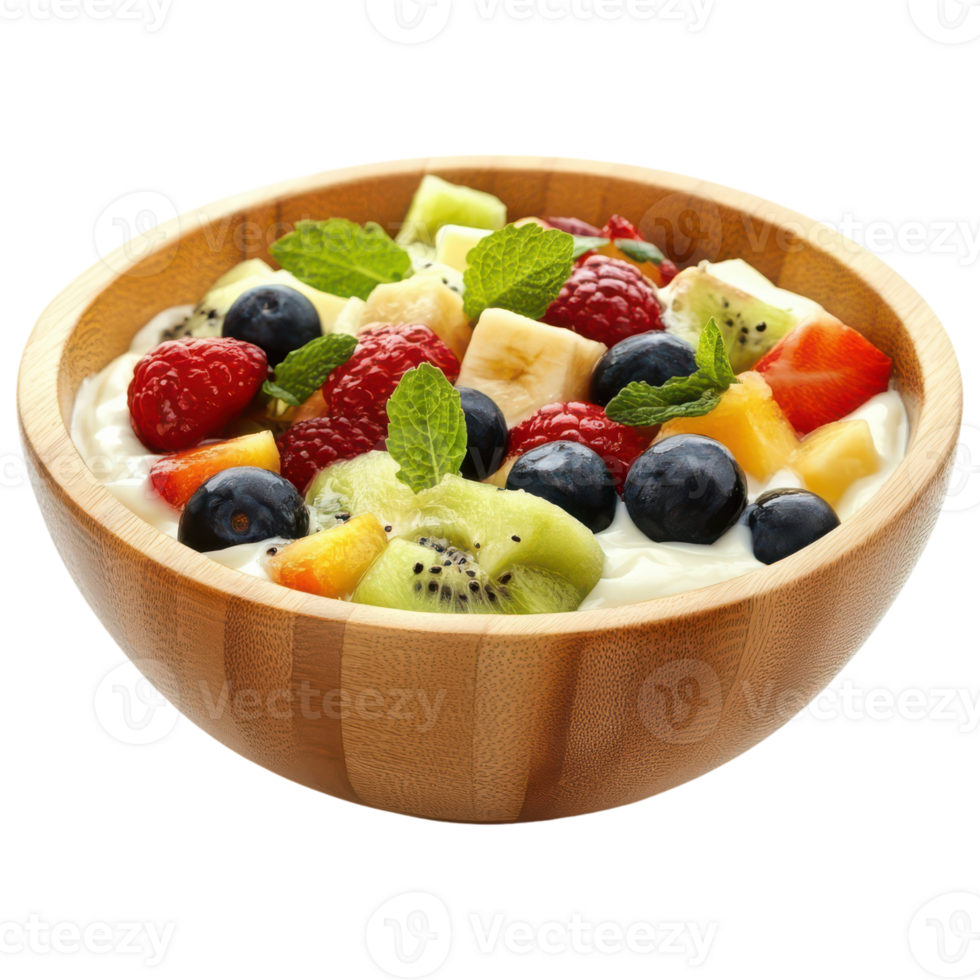 Fruit bowl with yogurt and berries png