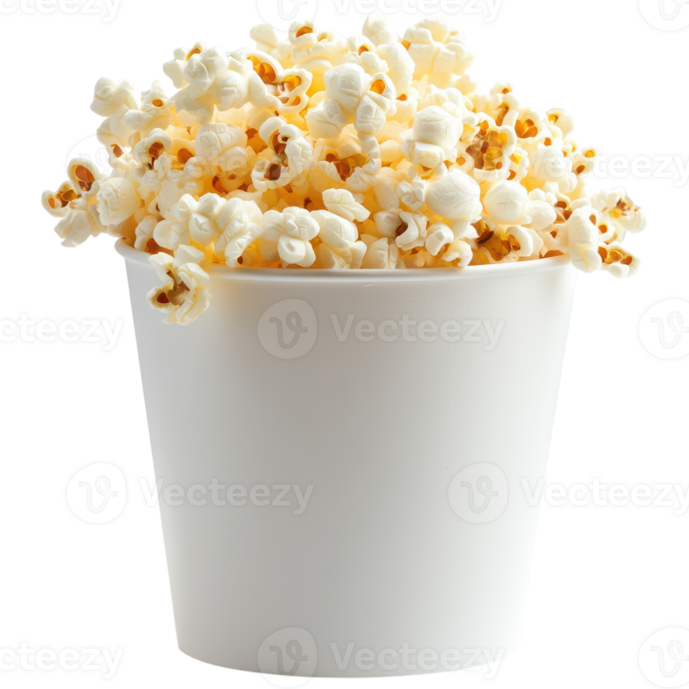 Popcorn in a white bucket on a black background png