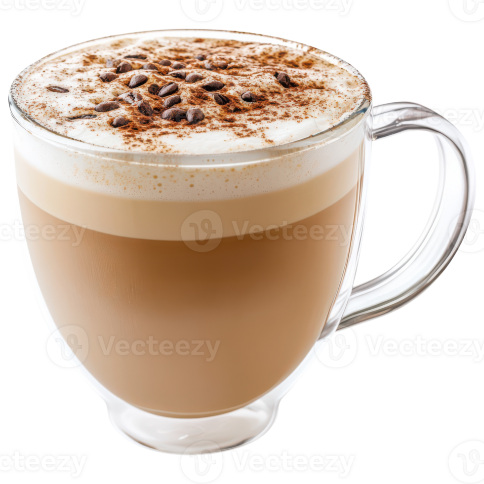 A glass of cappuccino with coffee beans png