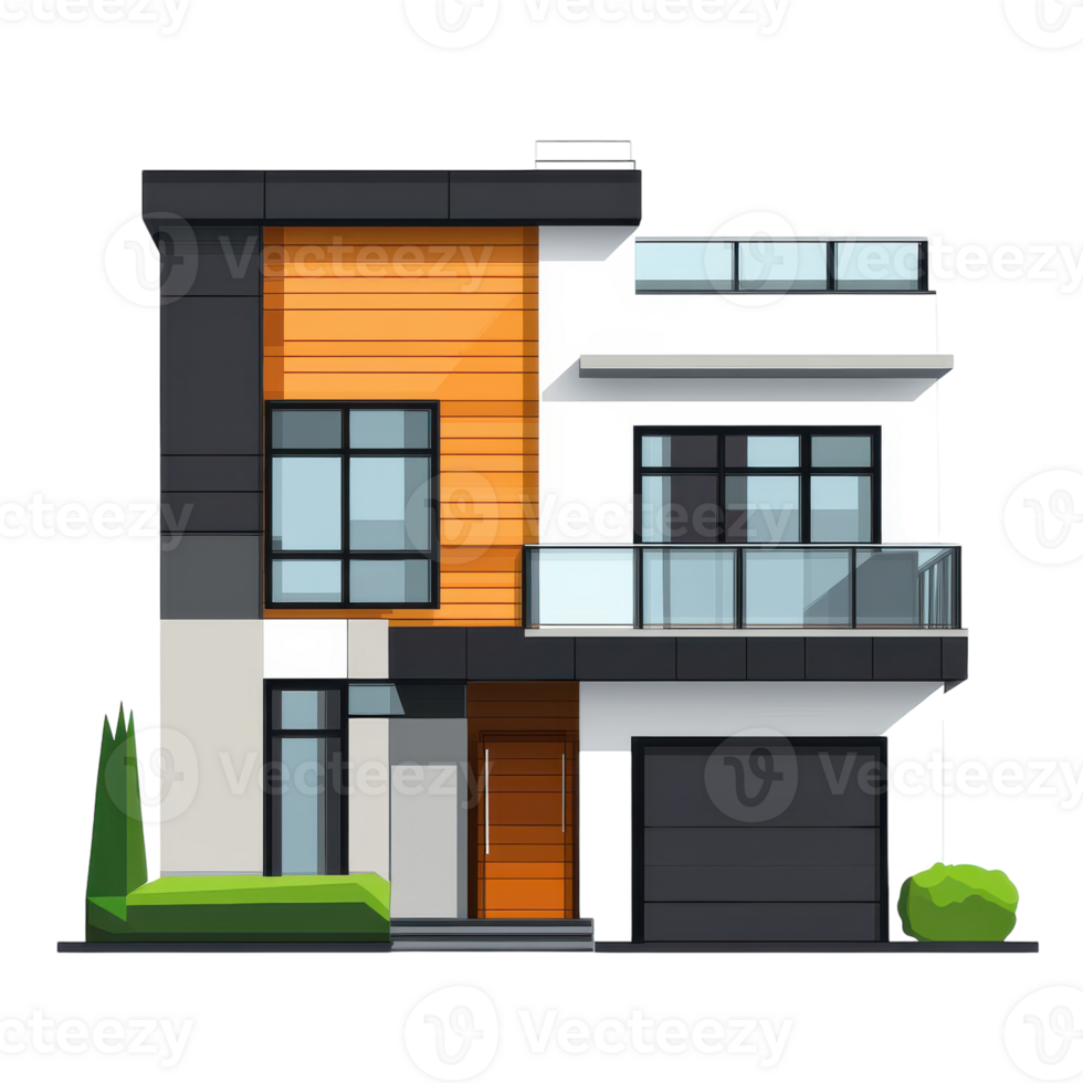 Modern House with Sleek Architecture and Open Spaces on transparent background png