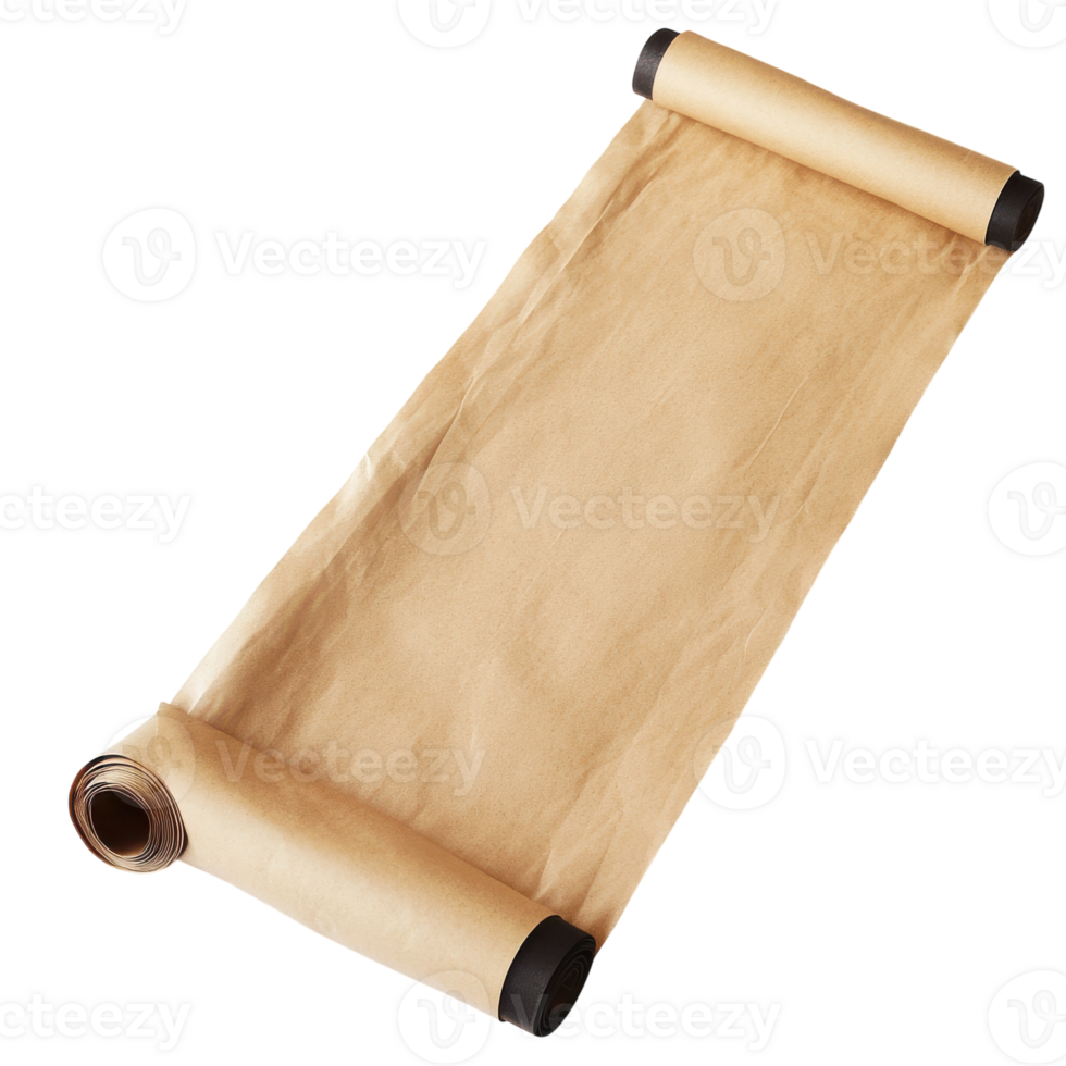 Antique Old Paper Scroll for Historical and Cultural Use on transparent background png
