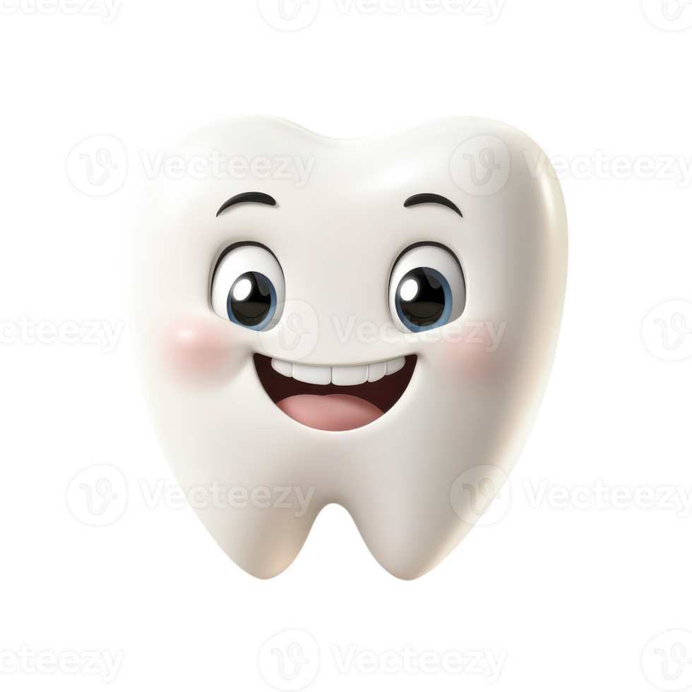 Realistic Happy Cartoon Character Representing Healthy Teeth on transparent background png