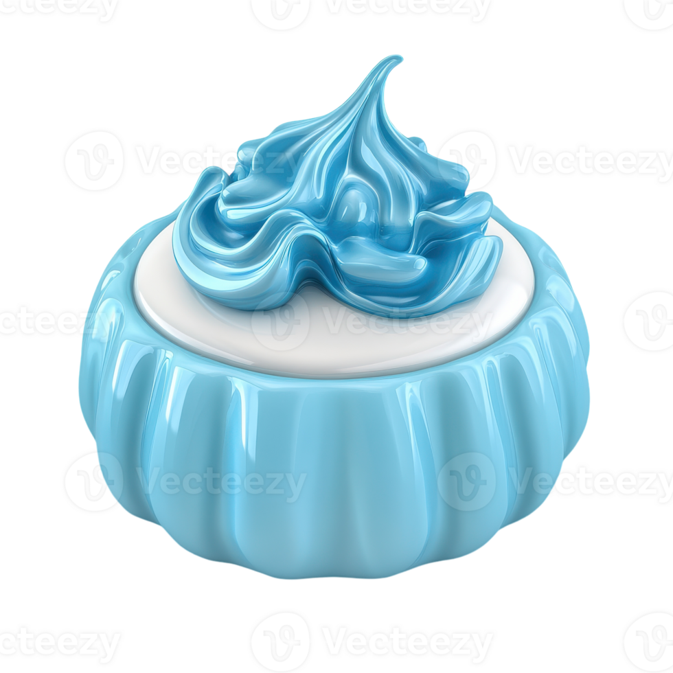 Delicious Pudding with Blue Cream Topping for Desserts on transparent background png