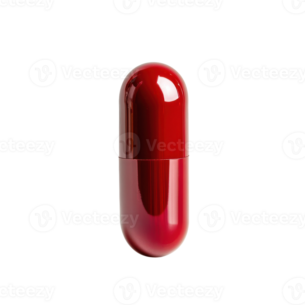 Isolated Red Capsule Pill for Medical Purposes on transparent background png