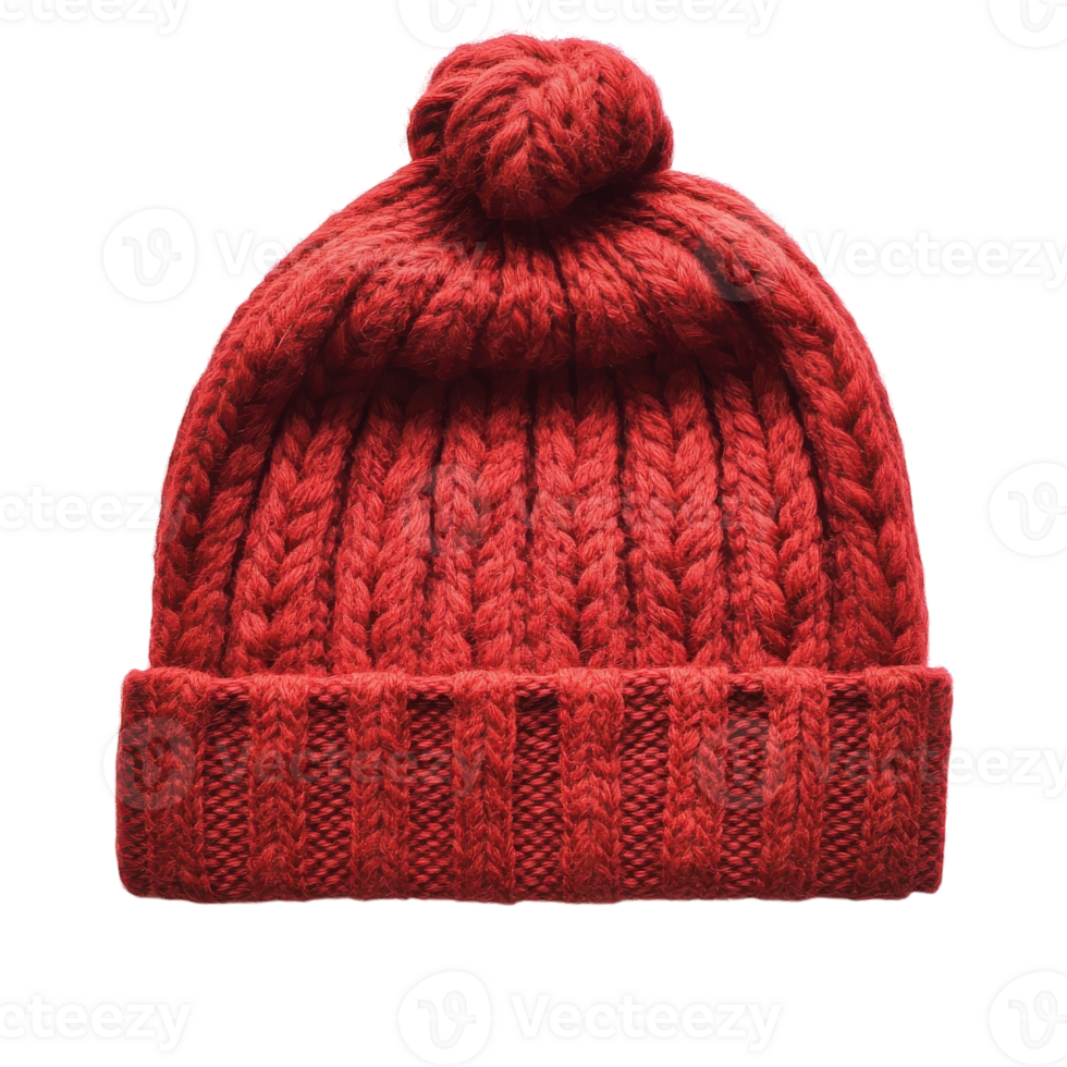 Stylish Red Warm Winter Hat for Cold Weather Fashion on transparent background png
