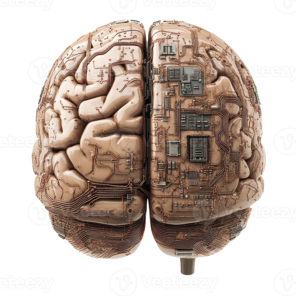 Robotic Human Brain with Detailed Circuit for Technological Innovation on transparent background png