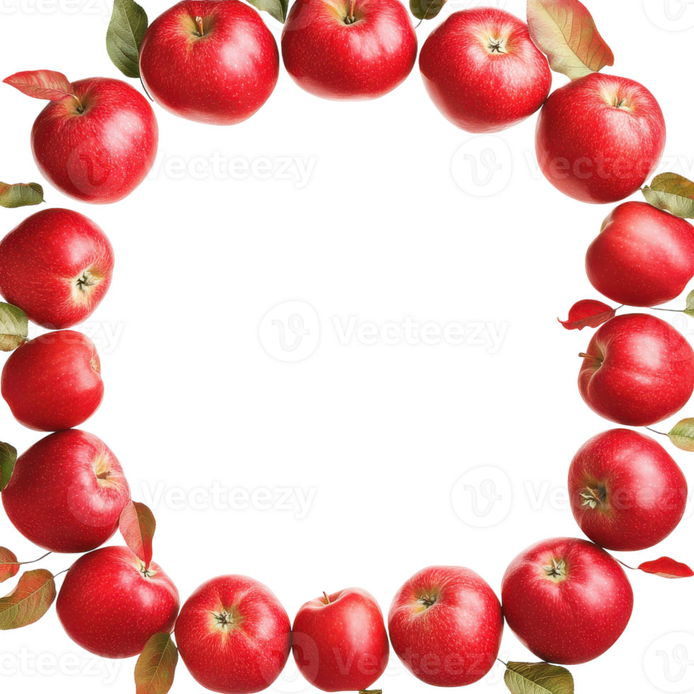 Round Frame of Fresh Red Apples for Healthy Lifestyle Promotion on transparent background png