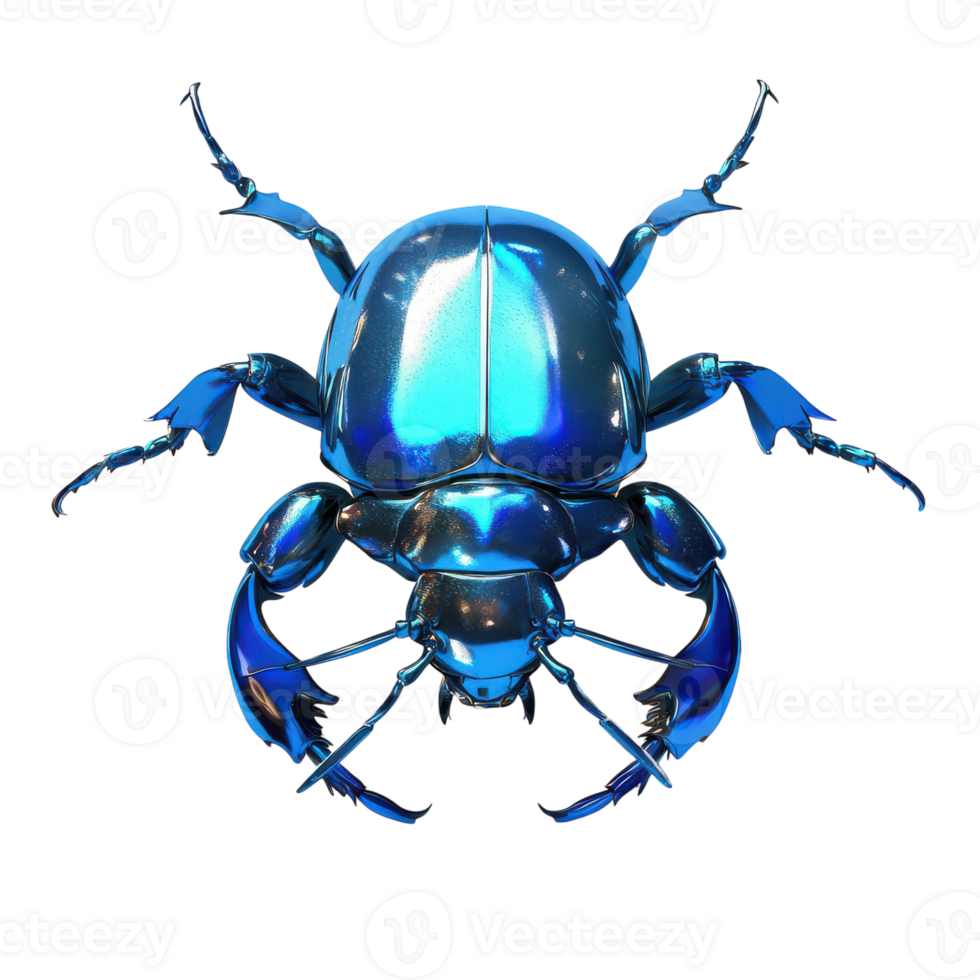 Shiny Blue Beetle on a Leaf Captured in Detail on transparent background png