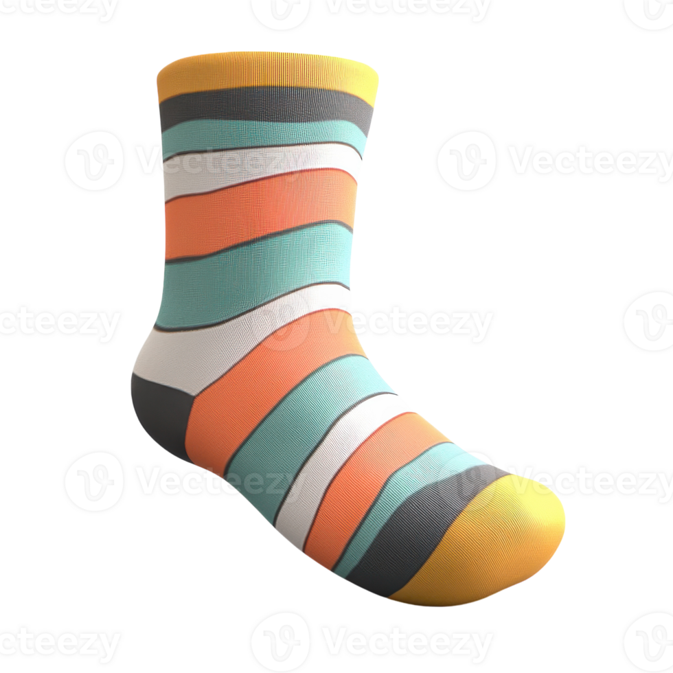 Colorful Cotton Sock for Everyday Use on transparent background png
