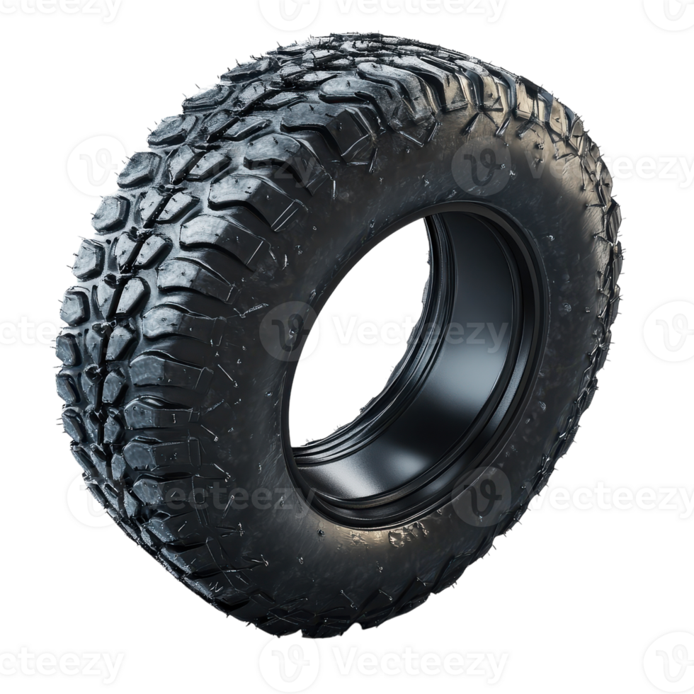 Close-up of a Durable Tyre on Off-Road Terrain on transparent background png