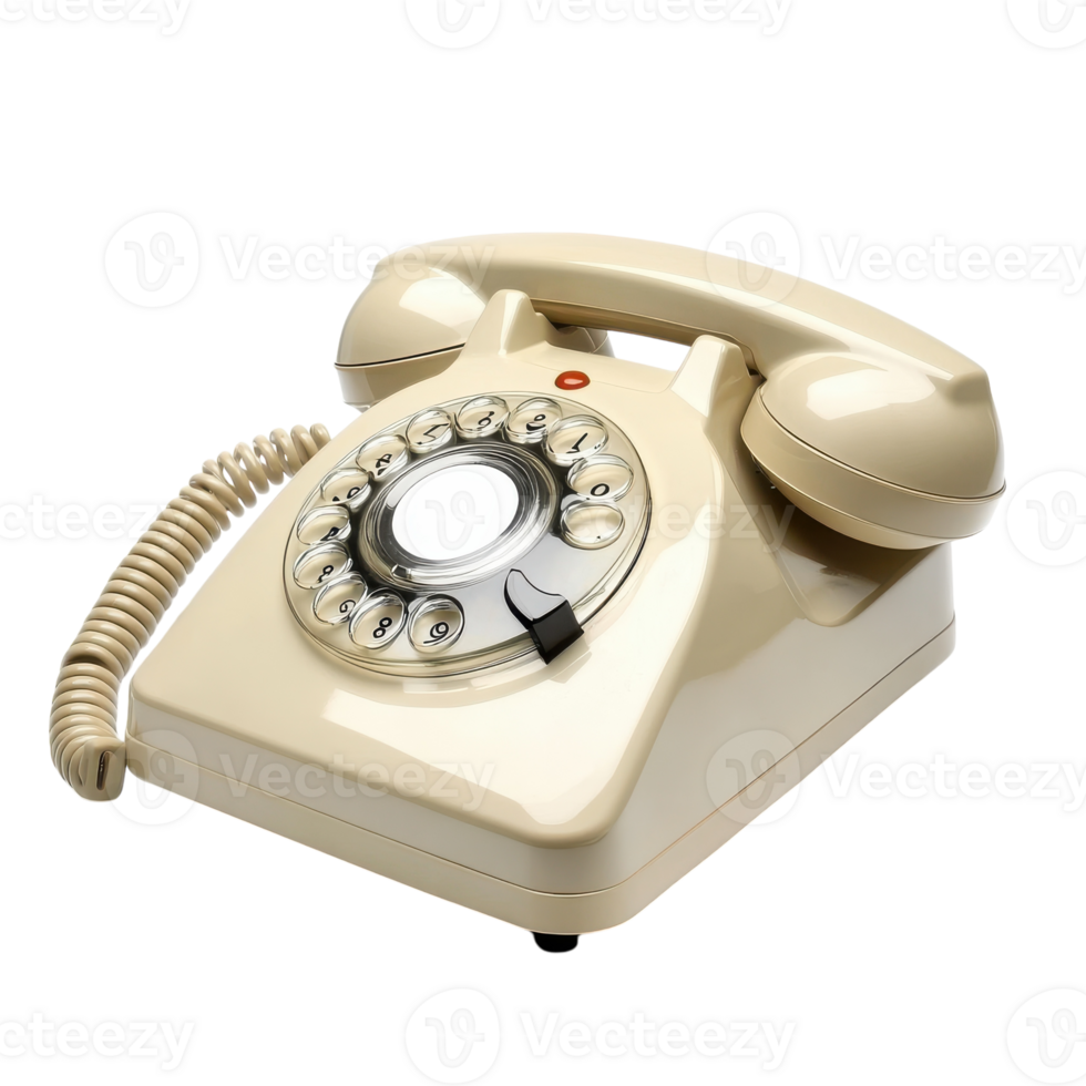 Vintage Home Phone Isolated on White Background for Nostalgic Themes on transparent background png