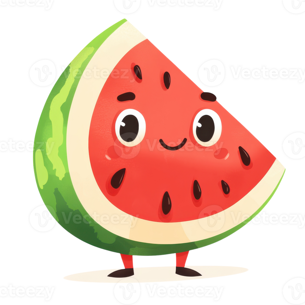 Colorful Watermelon Cartoon Illustration for Fun Designs on transparent background png