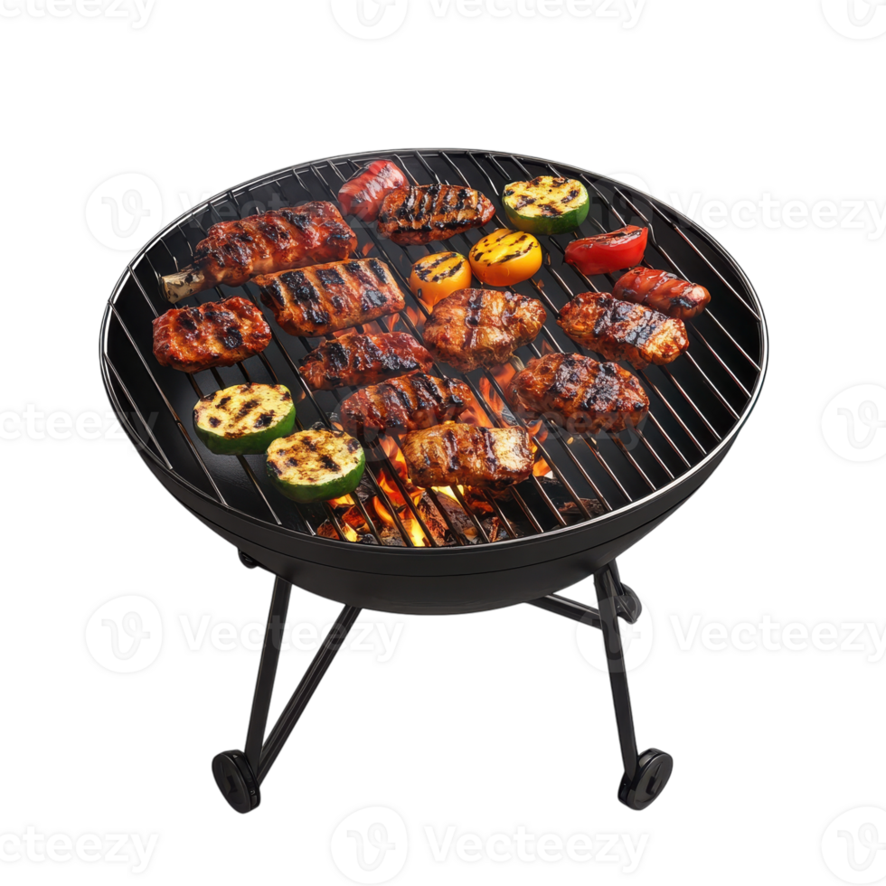 Realistic BBQ Grill Rendering for Outdoor Cooking Scenes on transparent background. png