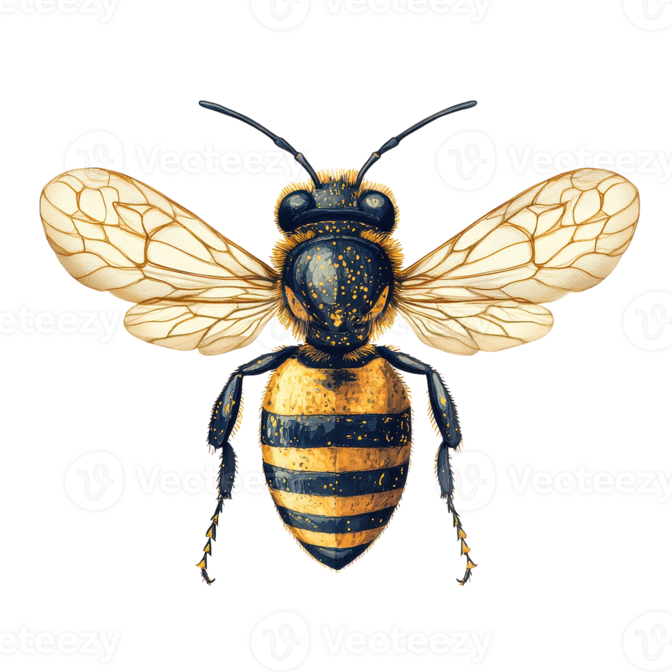 Close-Up View of a Bee Isolated on White Background for Nature and Education Use on transparent background. png
