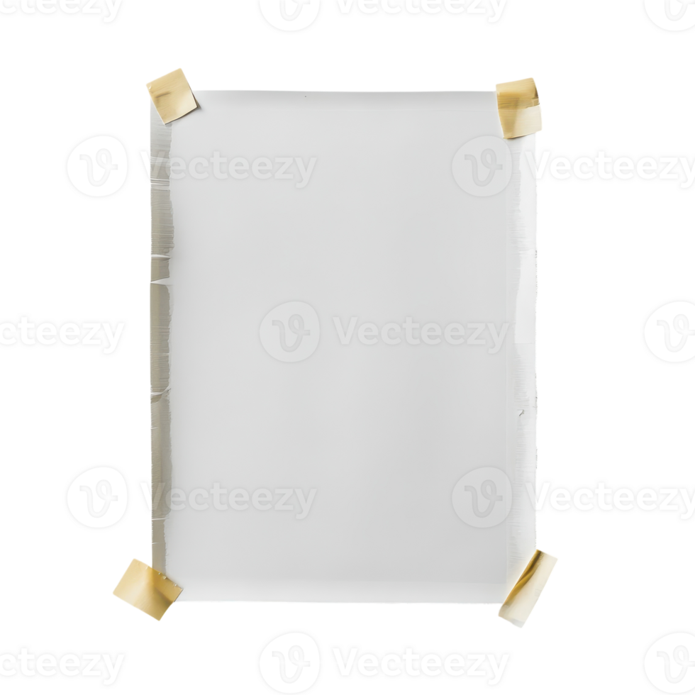 Blank Poster with Tape in Corners for Creative Use on transparent background. png
