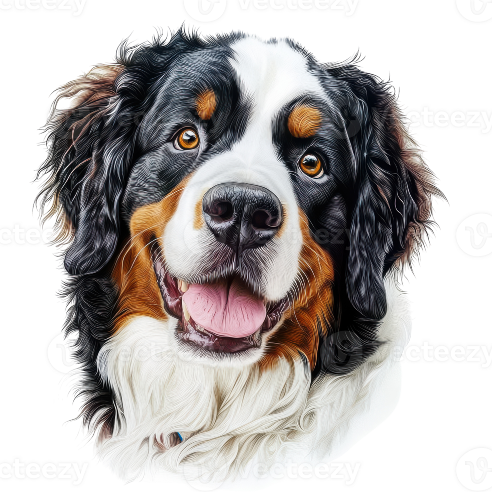 Bernese Mountain Dog Isolated on White Background for Pet Lovers and Animal Enthusiasts on transparent background. png