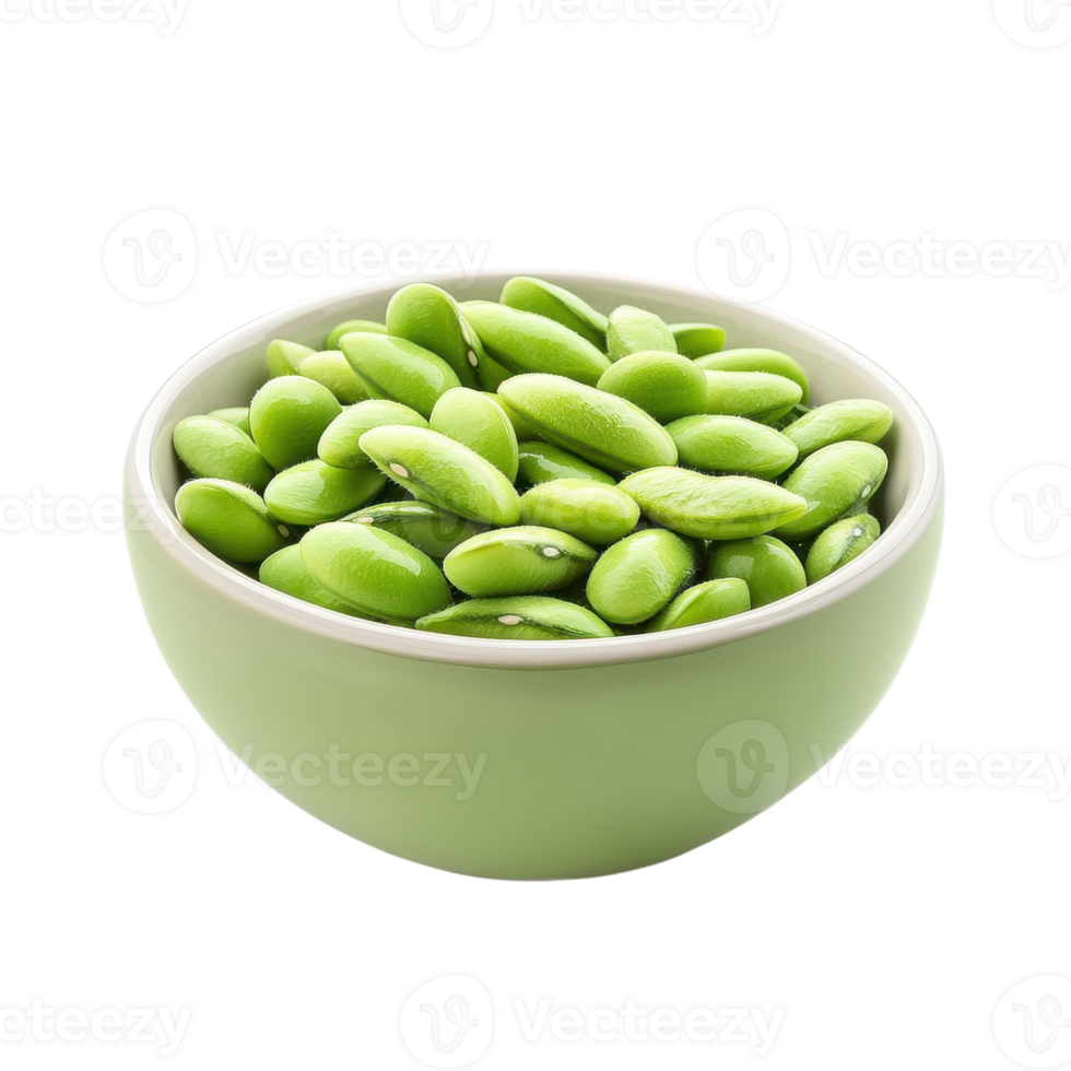 Fresh Edamame Beans in a Bowl for Healthy Snacking on transparent background. png