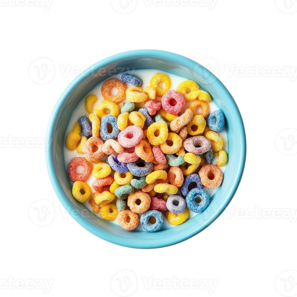 Nutritious Bowl of Cereal with Milk for Healthy Breakfast on transparent background. png