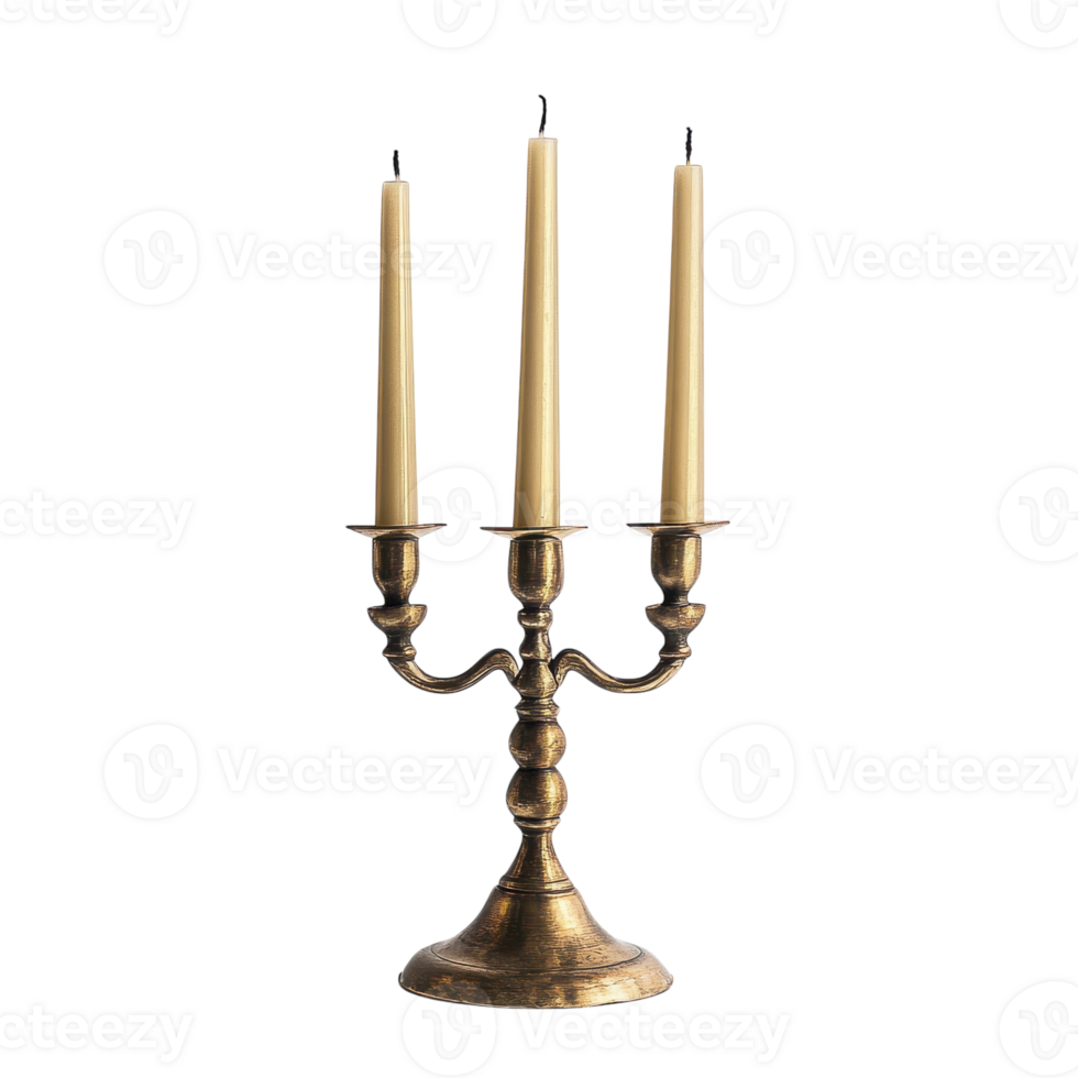 Elegant Brass Candle Holder for Home Decor and Event Styling on transparent background. png