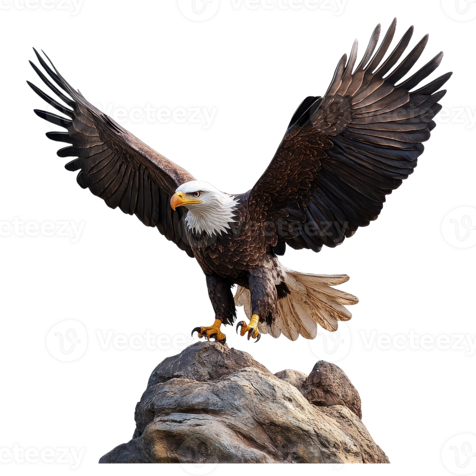Bronze Eagle Statue - Majestic Representation of Strength and Freedom on transparent background. png