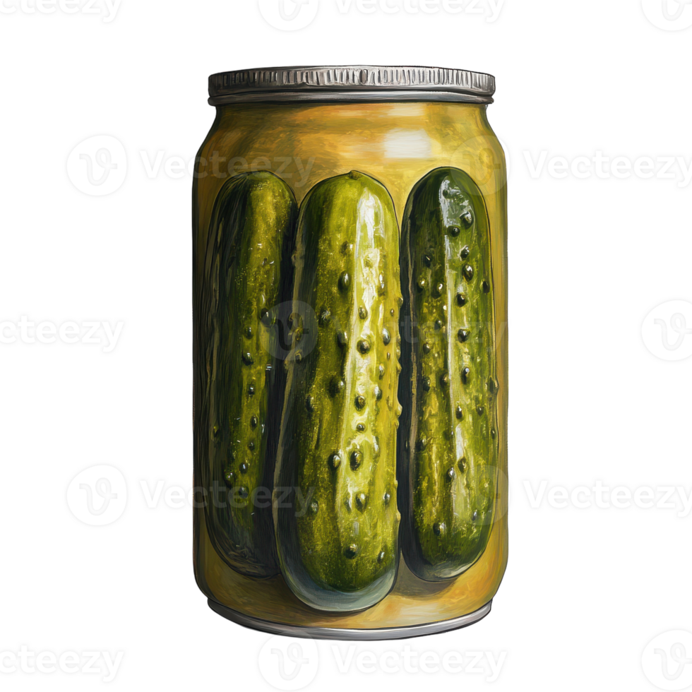 Can of Pickles for Food Recipes and Culinary Uses on transparent background. png