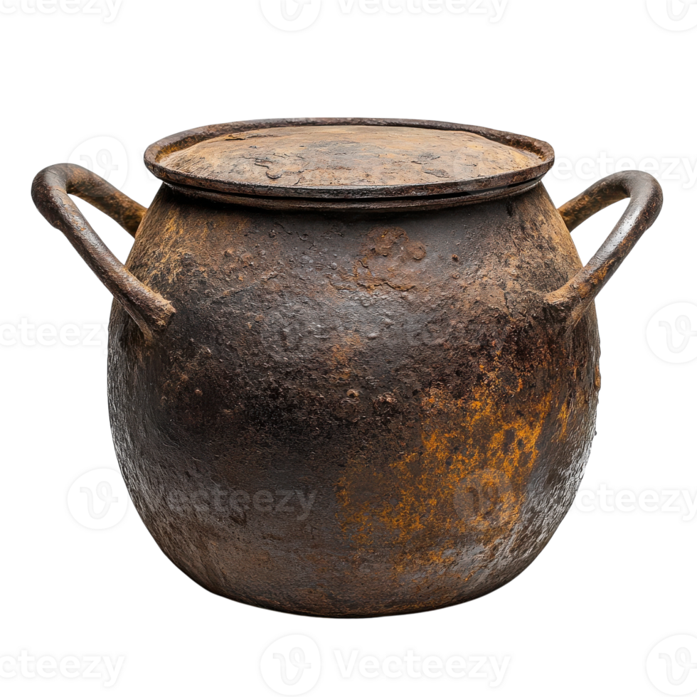 Versatile Cast Iron Pot for Cooking and Baking on transparent background. png