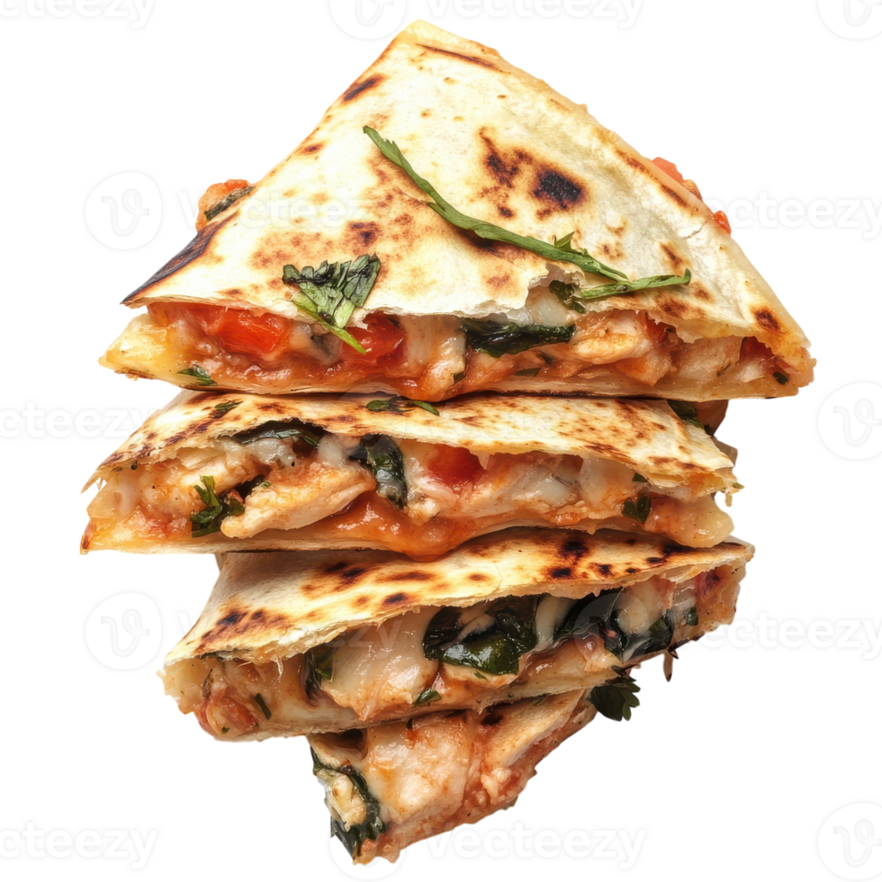 Delicious Chicken Quesadilla Perfect for Any Meal on transparent background. png