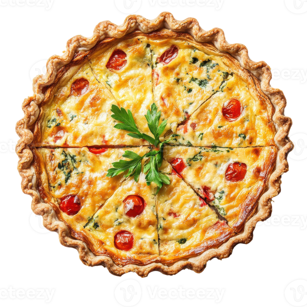 Classic Quiche Lorraine Isolated on White Background for Culinary Presentation on transparent background. png