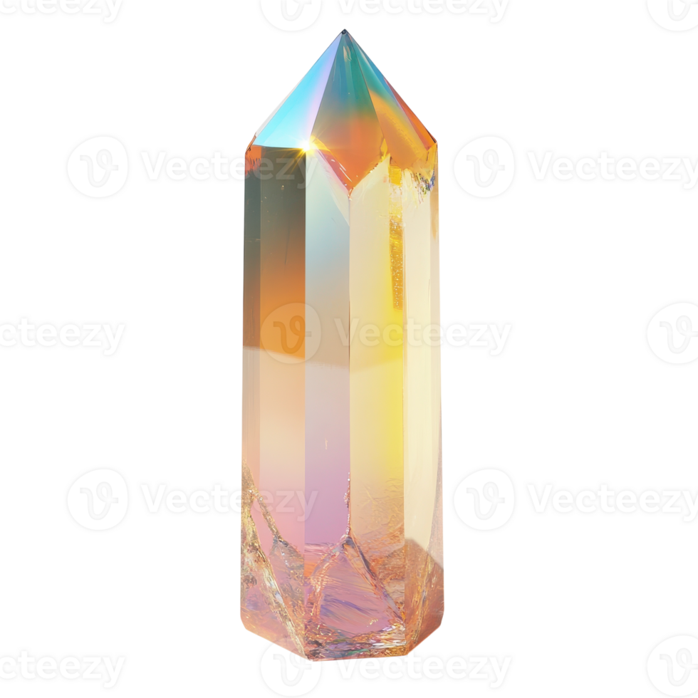 Crystal Prism Reflecting Light in a Rainbow Spectrum on transparent background. png