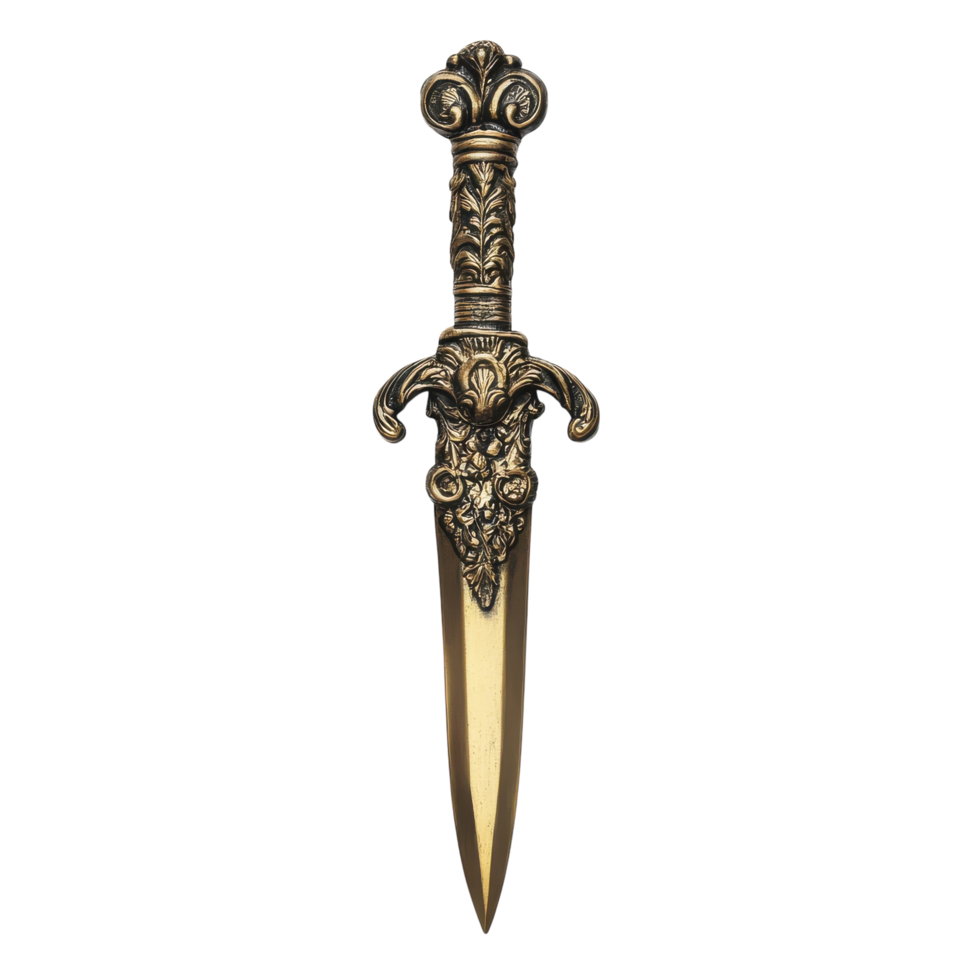 Intricately Designed Decorative Dagger for Home Decor on transparent background. png