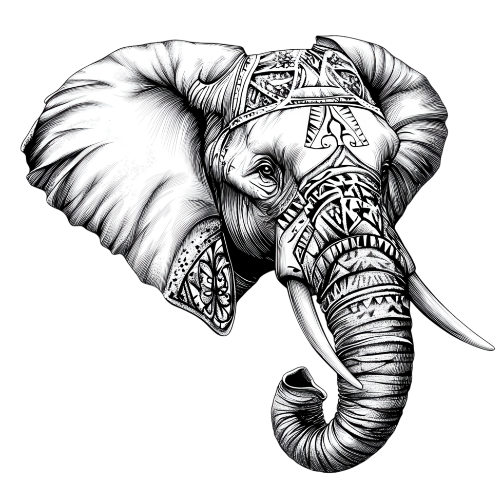 Majestic Elephant Isolated on White Background for Wildlife Conservation Themes on transparent background. png