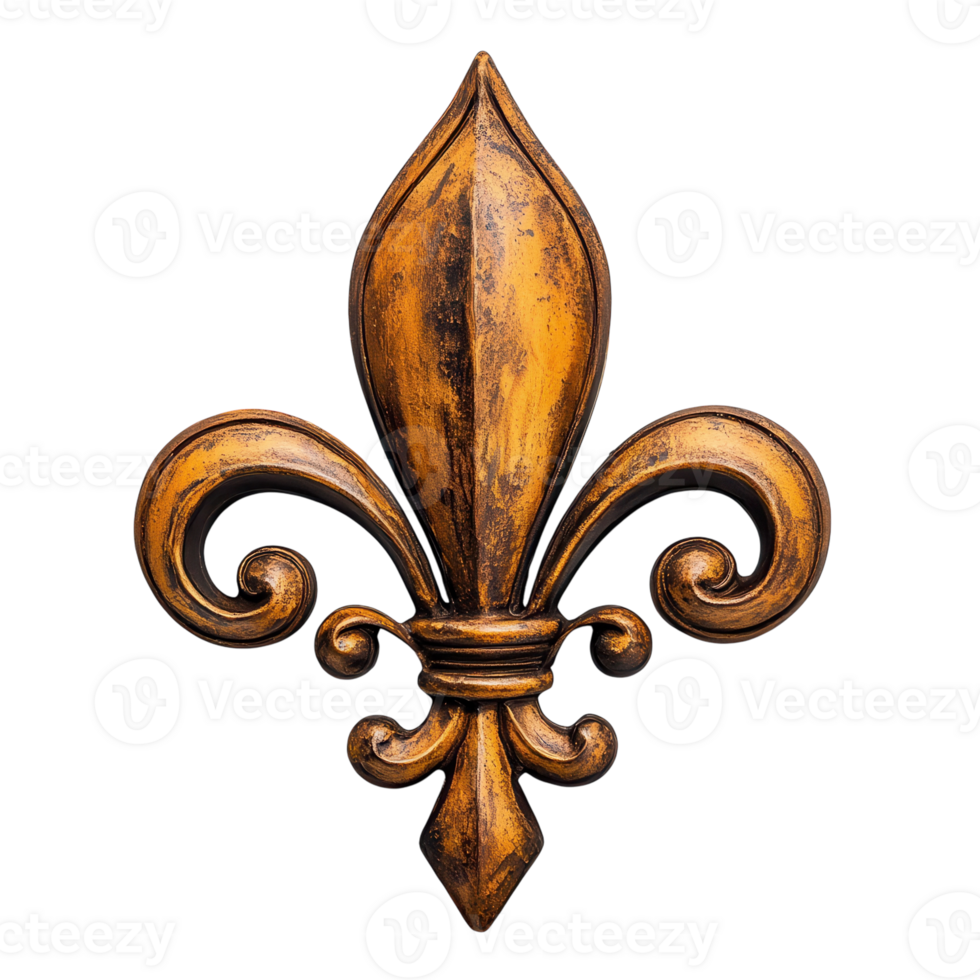 Elegant Fleur de Lis Symbol for Decorative Use on transparent background. png