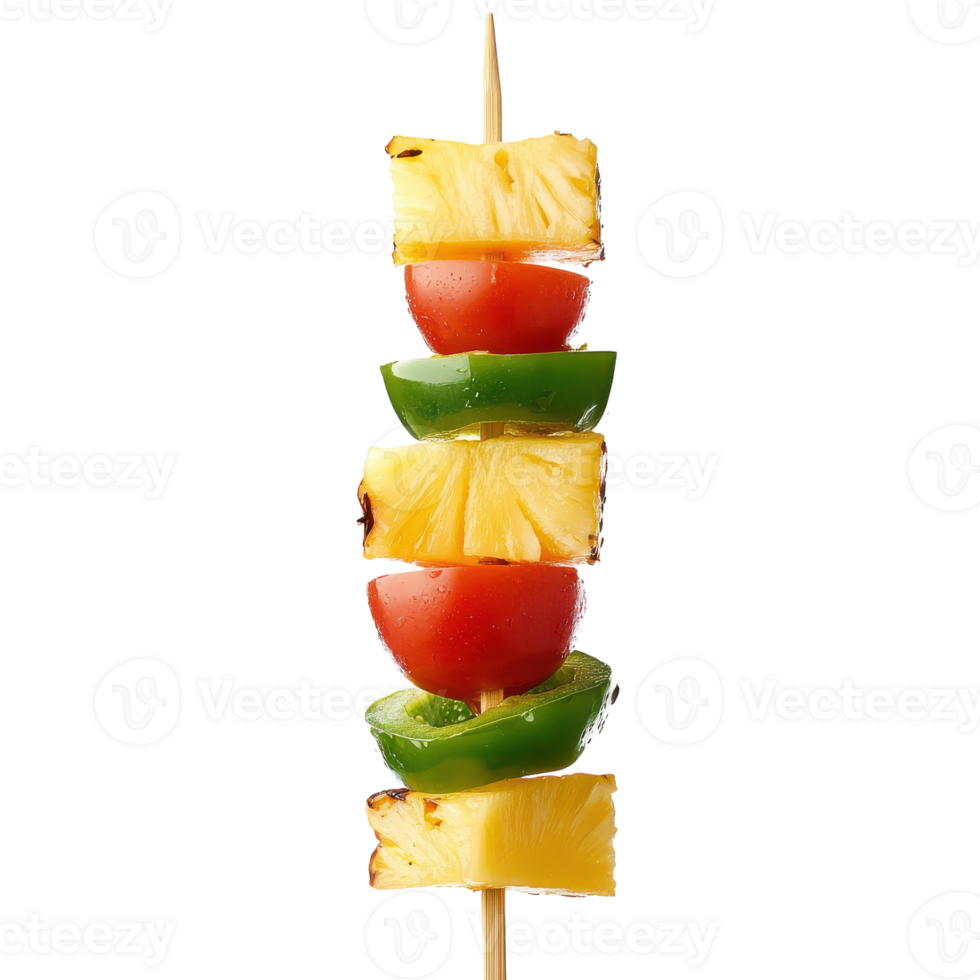 Delicious Fruit Skewer with Pineapple and Green Pepper for Healthy Snacking on transparent background. png