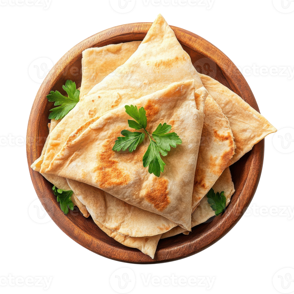 Freshly Made Pita Bread Perfect for Mediterranean Dishes on transparent background. png