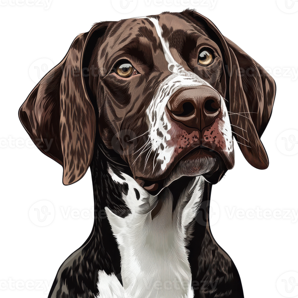 German Shorthaired Pointer Dog Portrait Isolated on transparent background. png