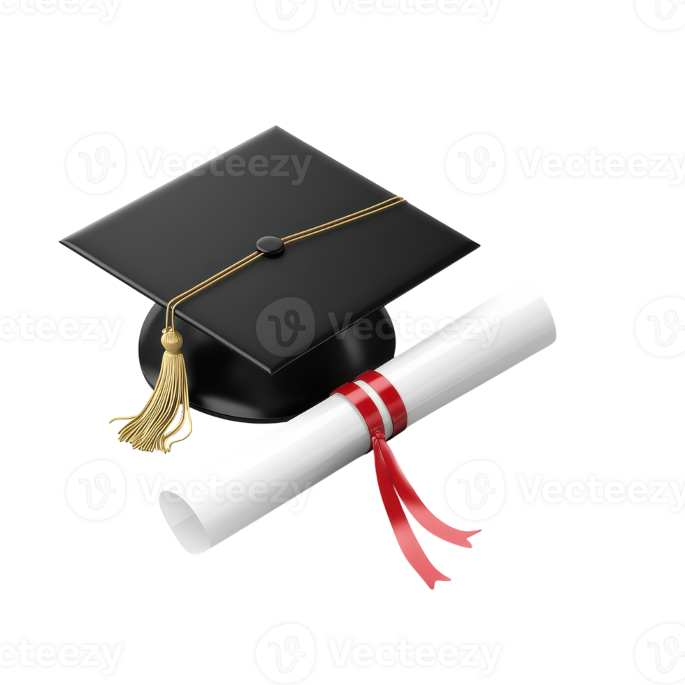 Graduation Cap and Diploma for Academic Success on transparent background. png
