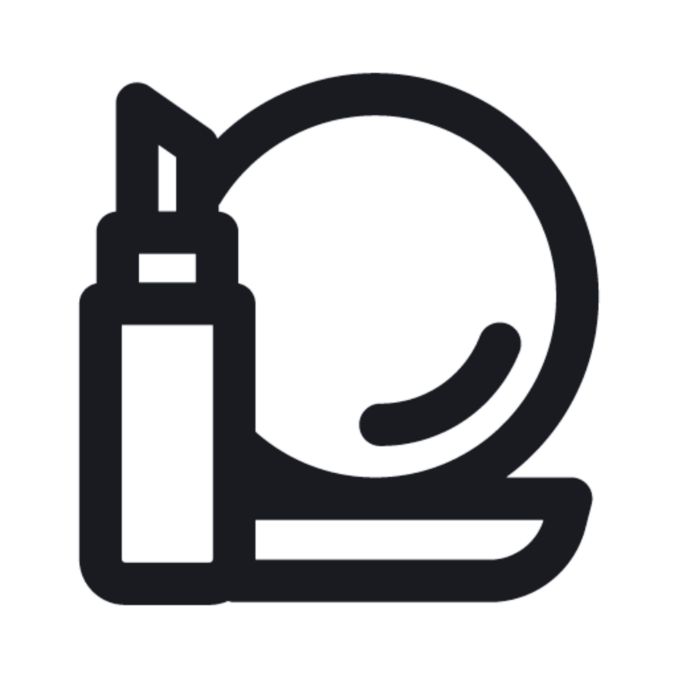 A black and white image of a bottle and a mirror png
