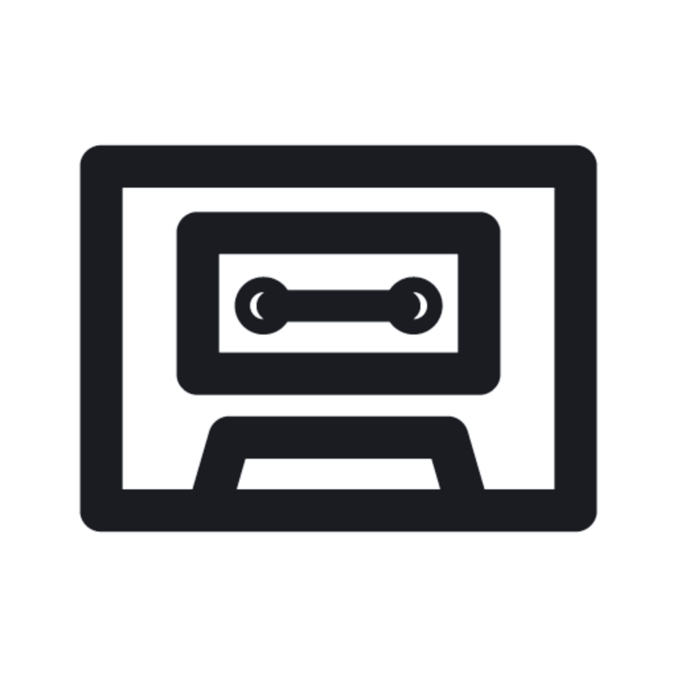 A black and white image of a cassette player png