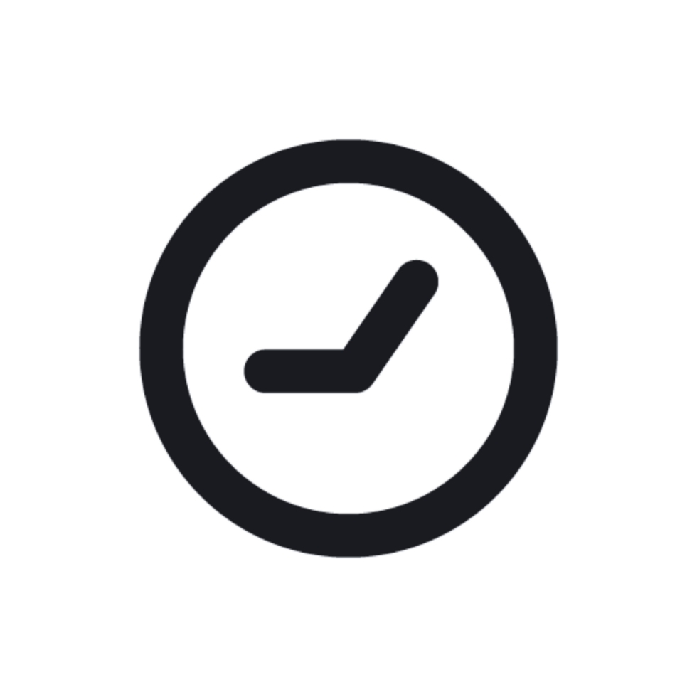 A black clock icon on a black background png