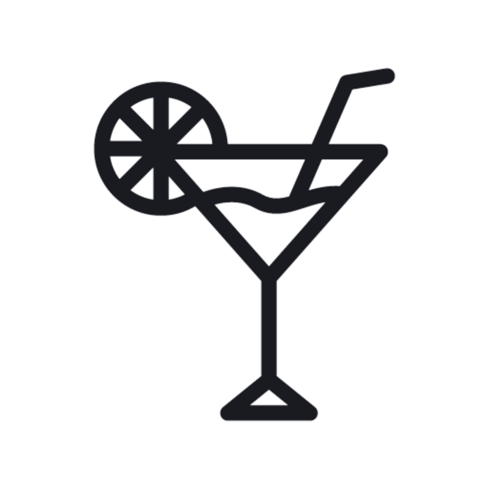 A martini glass with a slice of lemon and a straw png