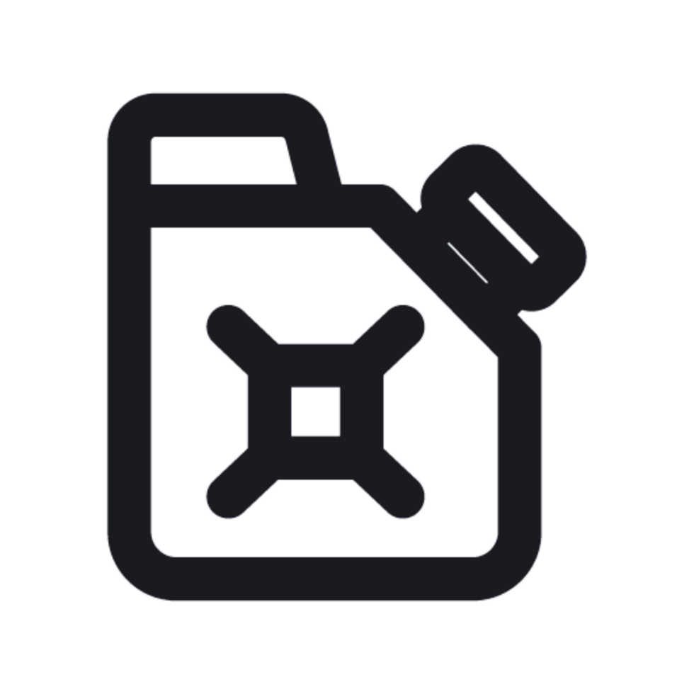 A black and white icon of a gas can png