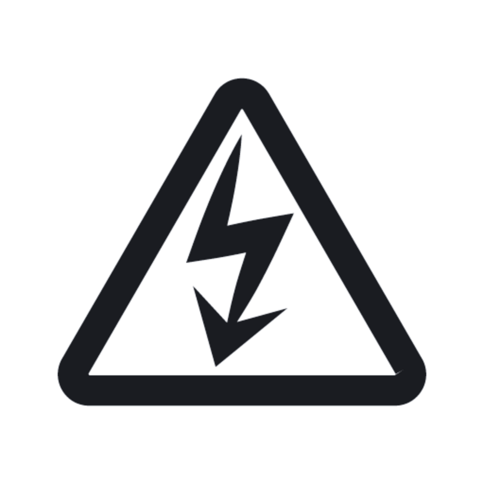 A black and white triangle with a lightning bolt on it png