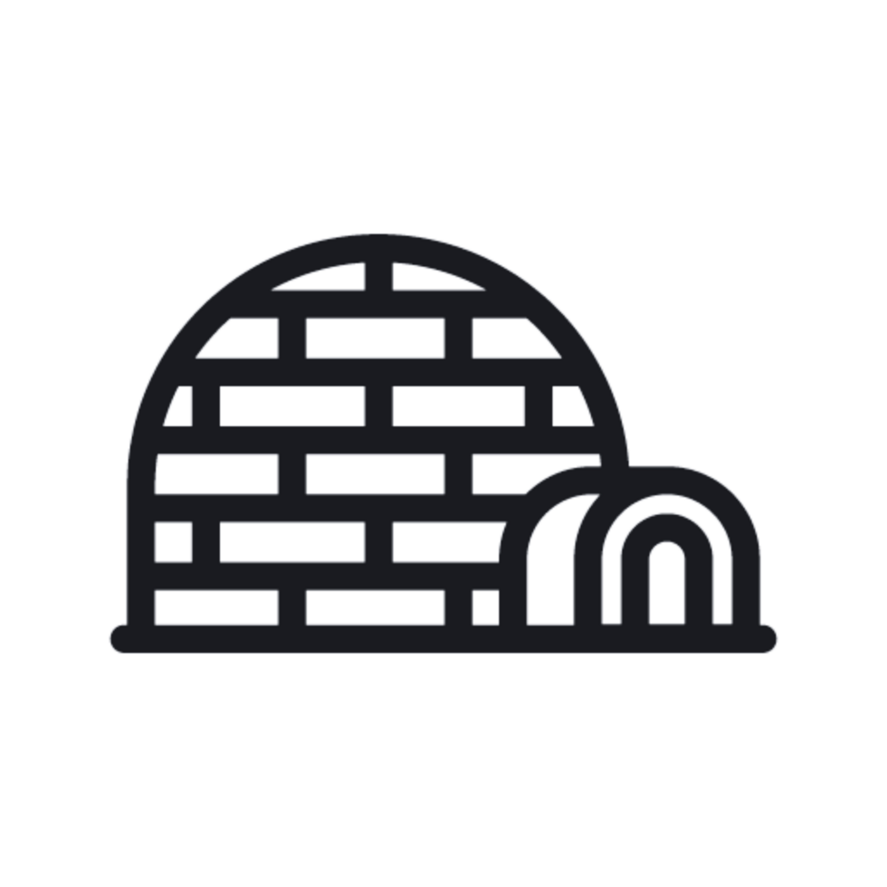 An igloo icon on a black background png