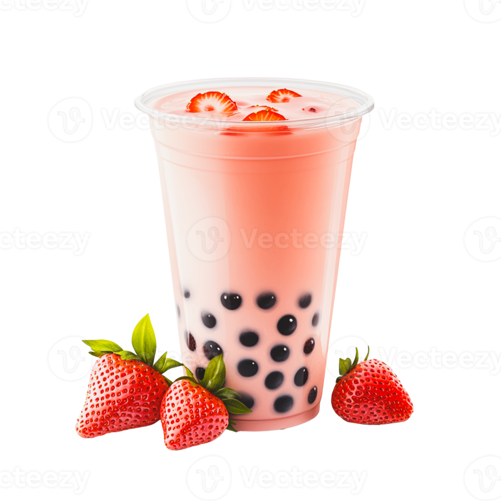 Sweet Bubble Tea with Strawberries png