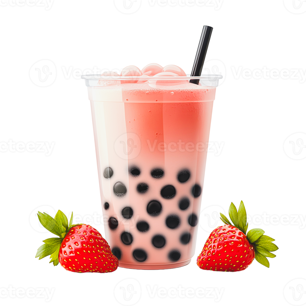 Strawberry Bubble Tea with Creamy Texture png