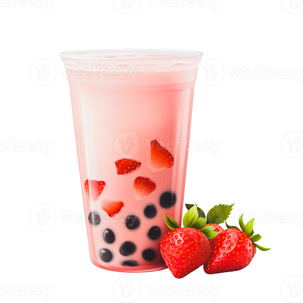 Pink Bubble Tea Infused with Strawberries png